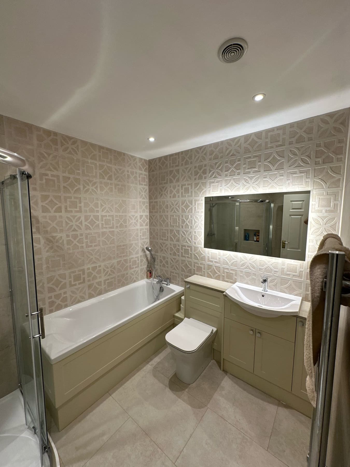 Finished bathroom at a farmhouse near Marlborough, fitted by Rosebourne