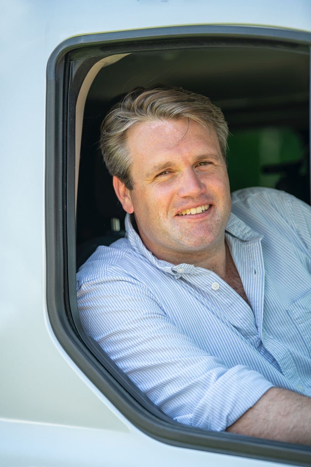 Will Gaze in the van window between jobs