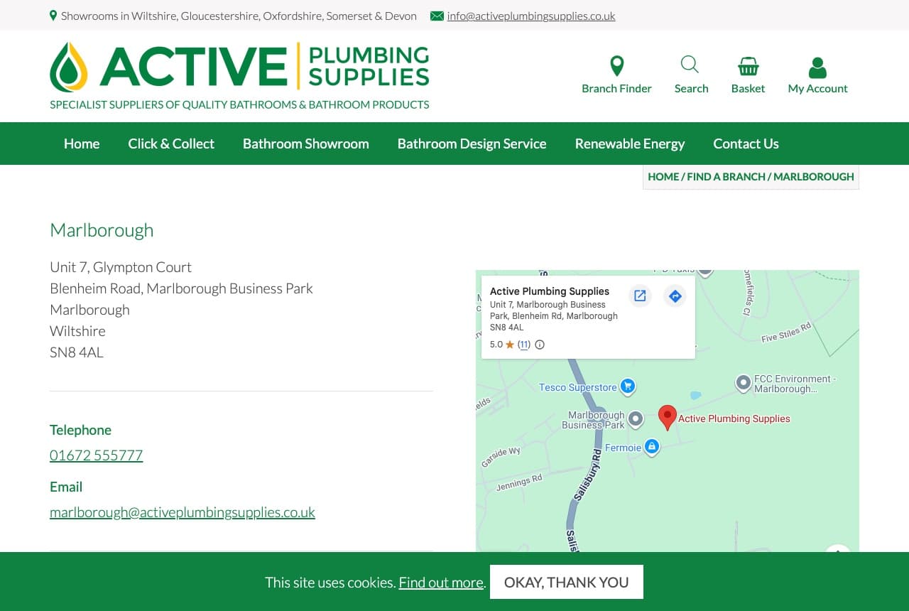 Active Plumbing Supplies - Marlborough - bathroom showroom near Marlborough and Hungerford