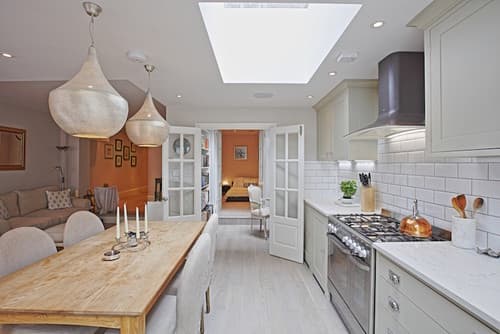 Galley Kitchen Under a Roof Lantern - Professional plumbing work by Rosebourne Plumbing