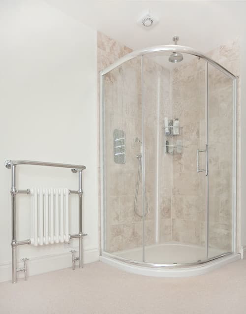 Quadrant Shower with Rainfall Head - Professional plumbing work by Rosebourne Plumbing