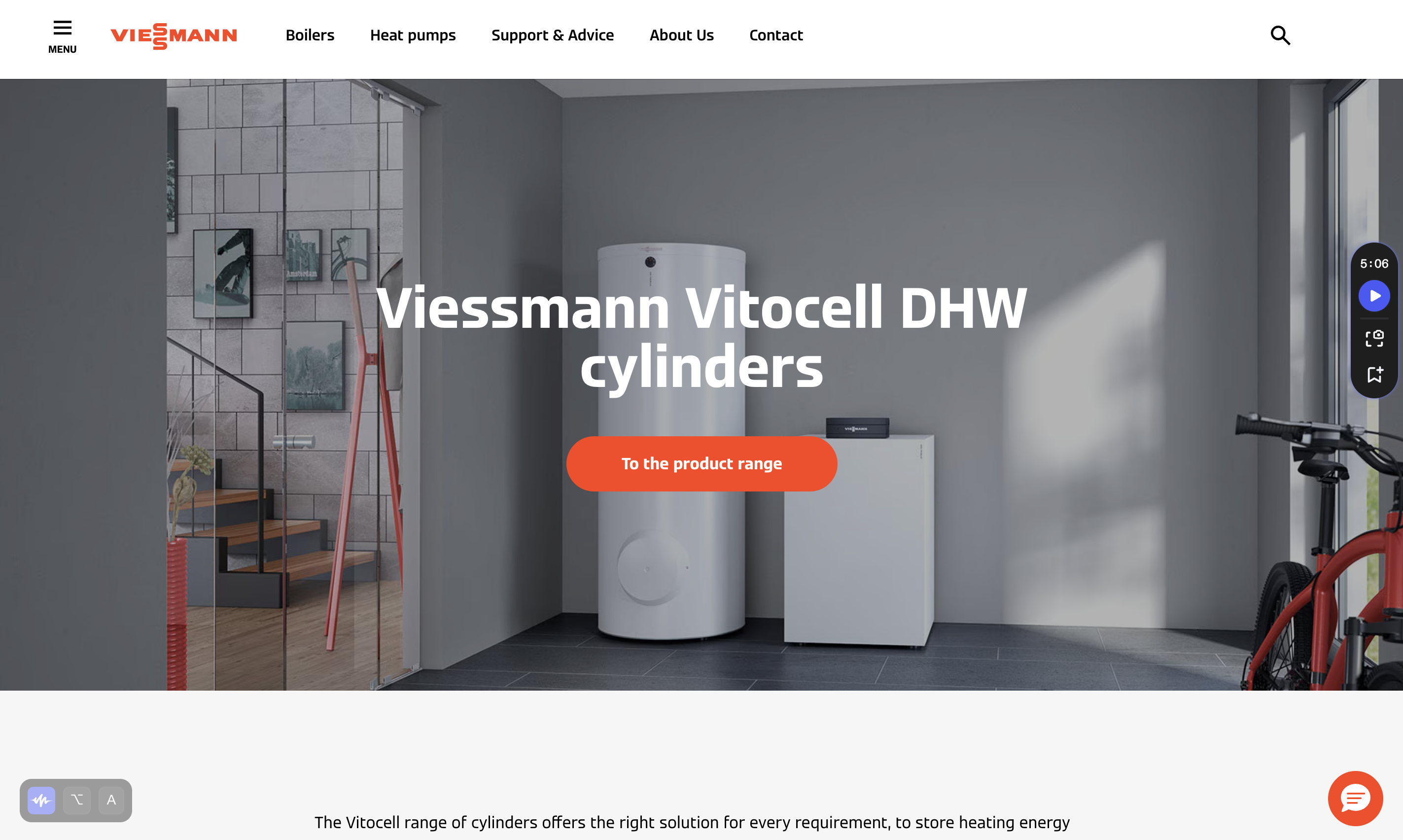 Viessmann Vitocell cylinder range page - click to visit official website