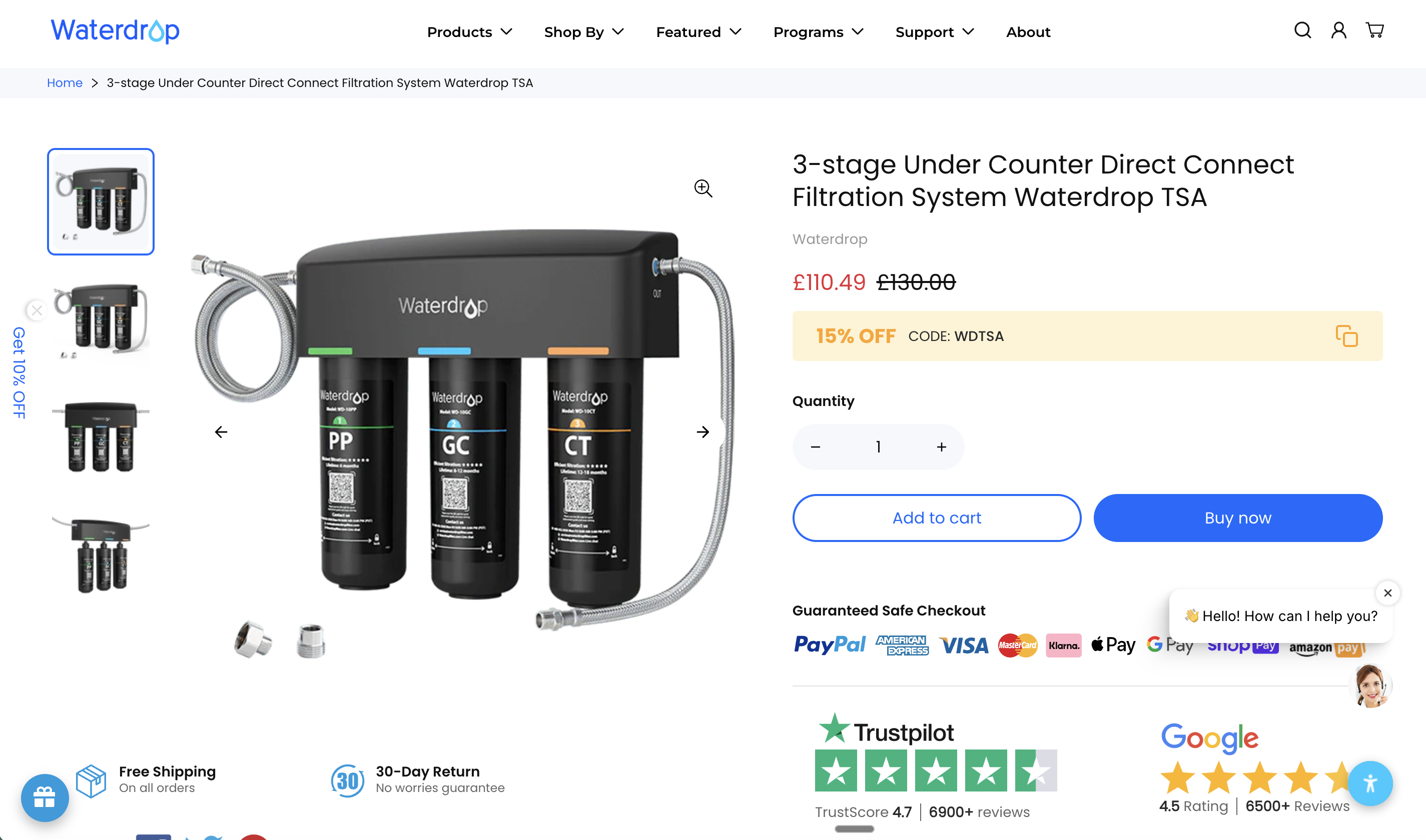 Waterdrop TSA 3-Stage water filter system