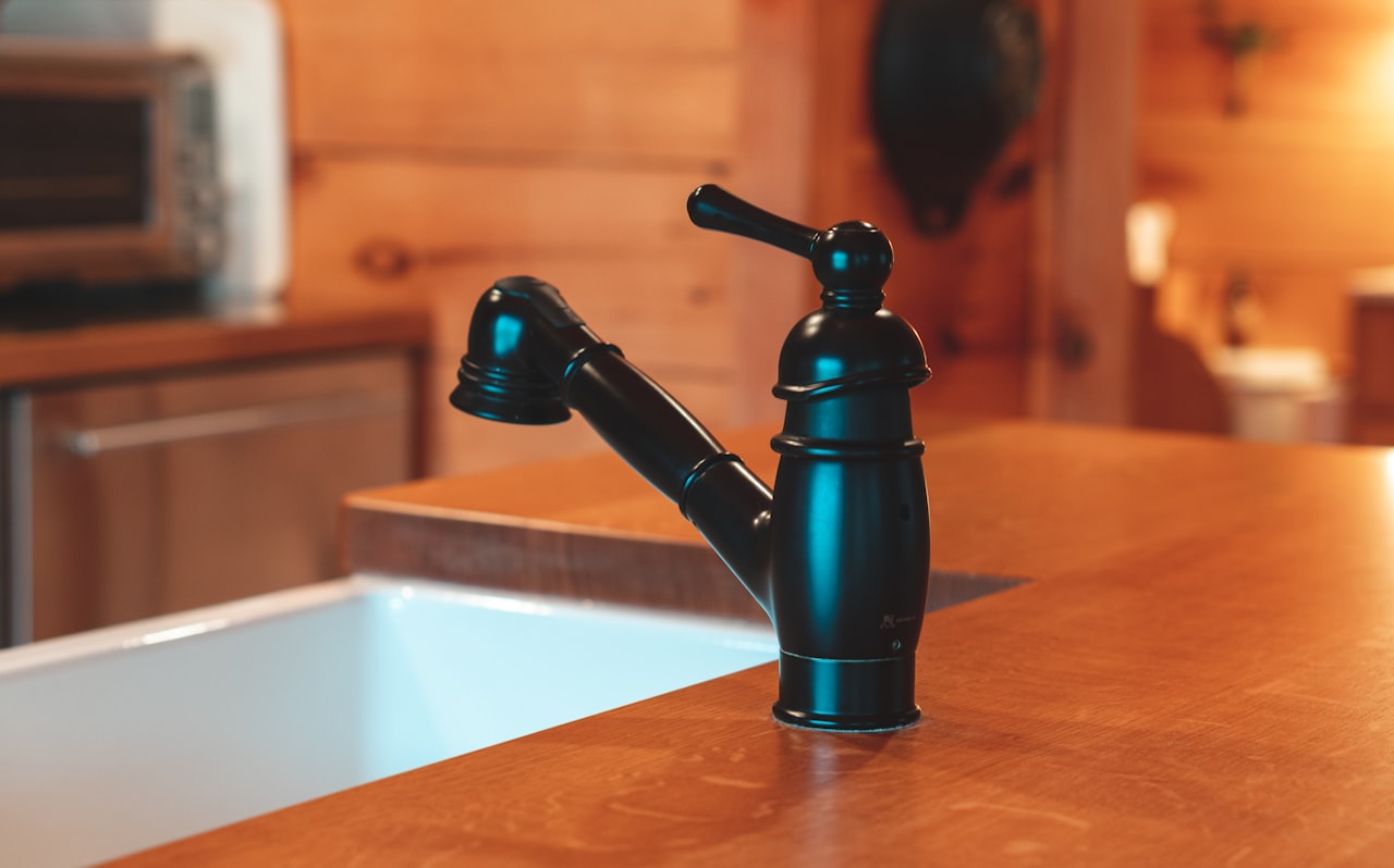 Chrome kitchen tap