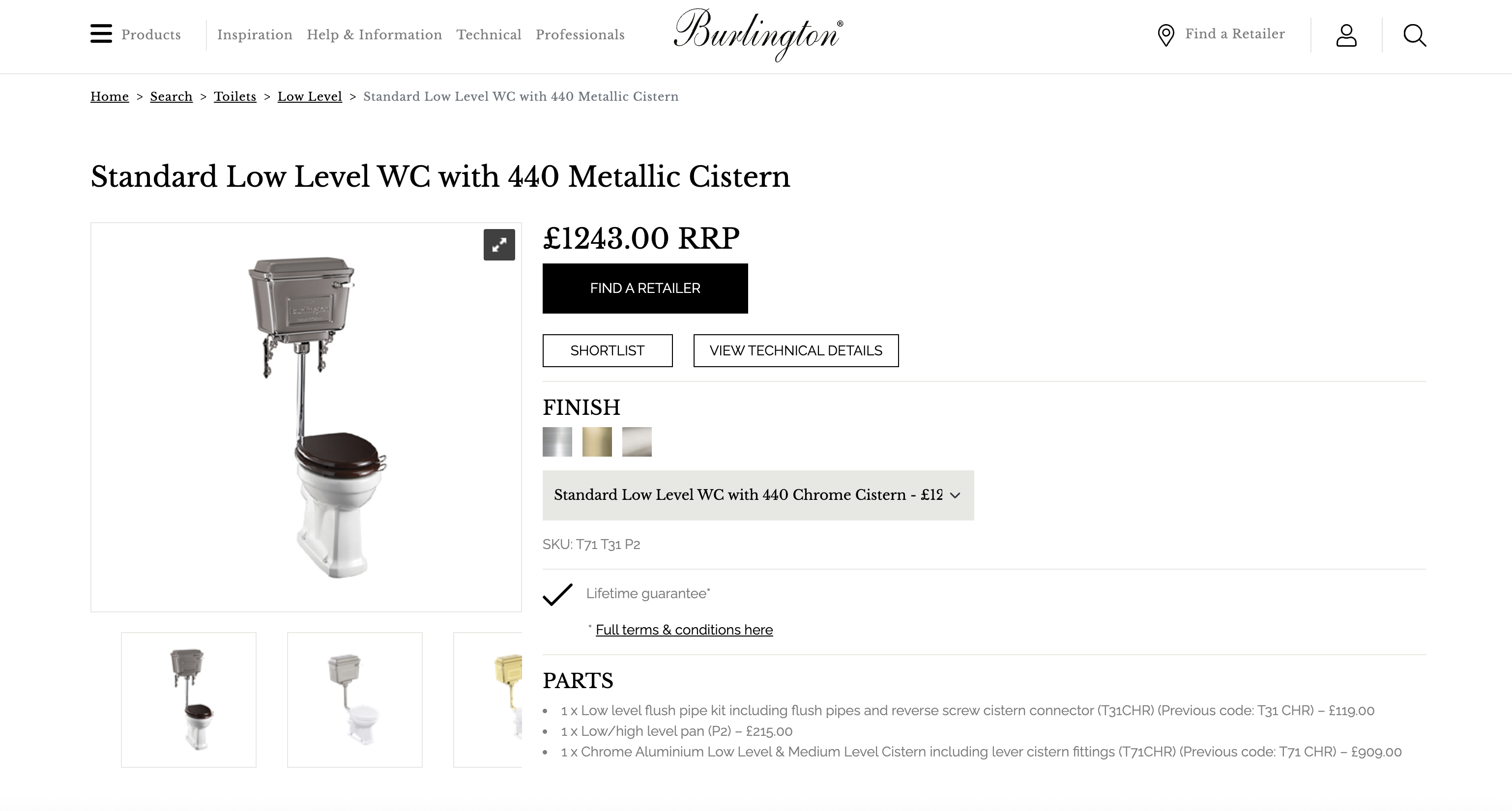 Burlington chrome cistern - premium modern styling with metallic finish