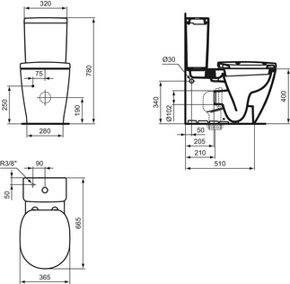 Technical schematic showing floor waste connection - soil pipe goes DOWN into floor