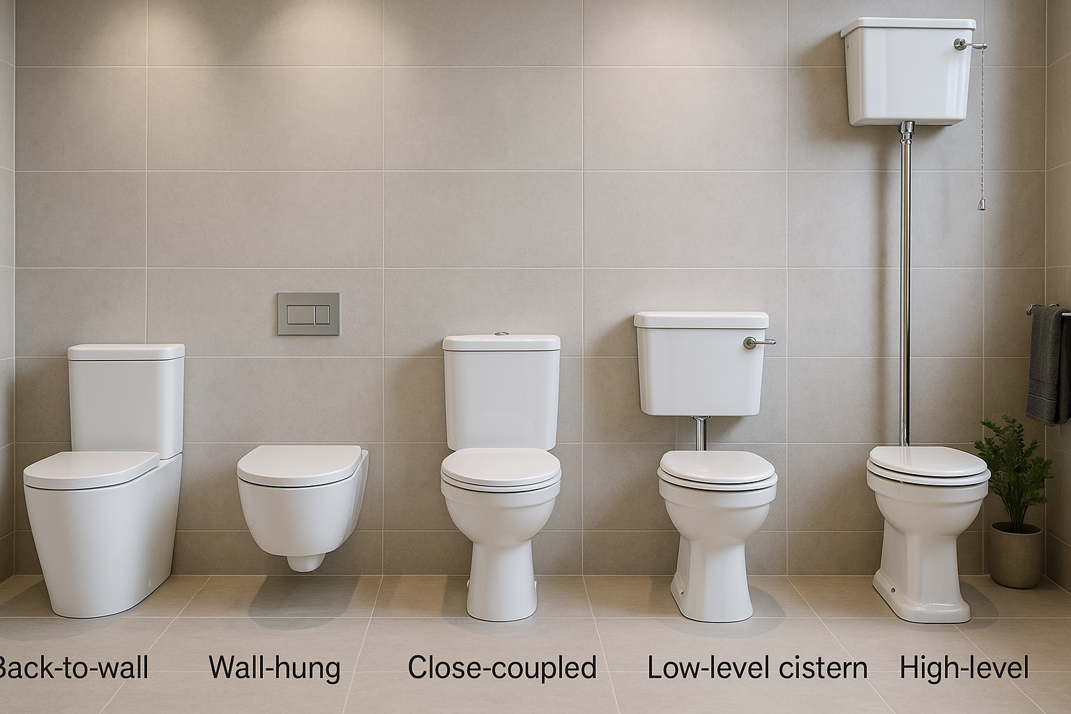Types of WC comparison showing floor waste compatibility - essential buying guide
