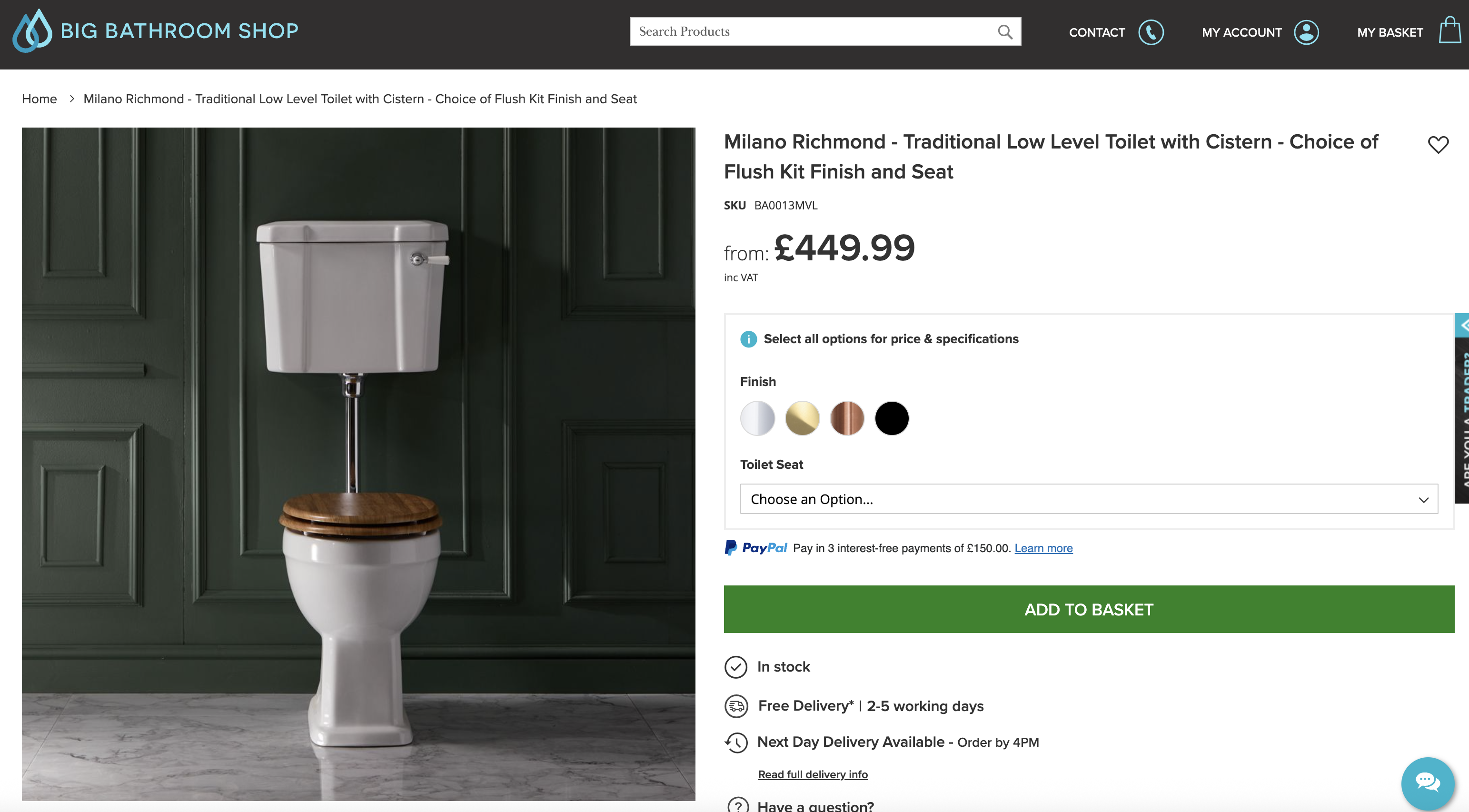 Milano Richmond traditional low level toilet - budget friendly option