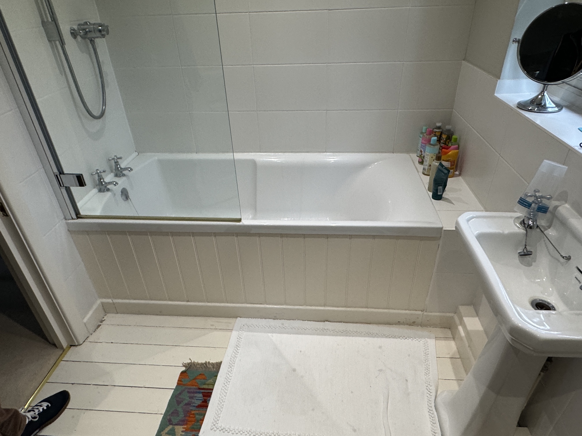 Hill End bathroom before conversion - original bathtub setup to be converted to walk-in shower