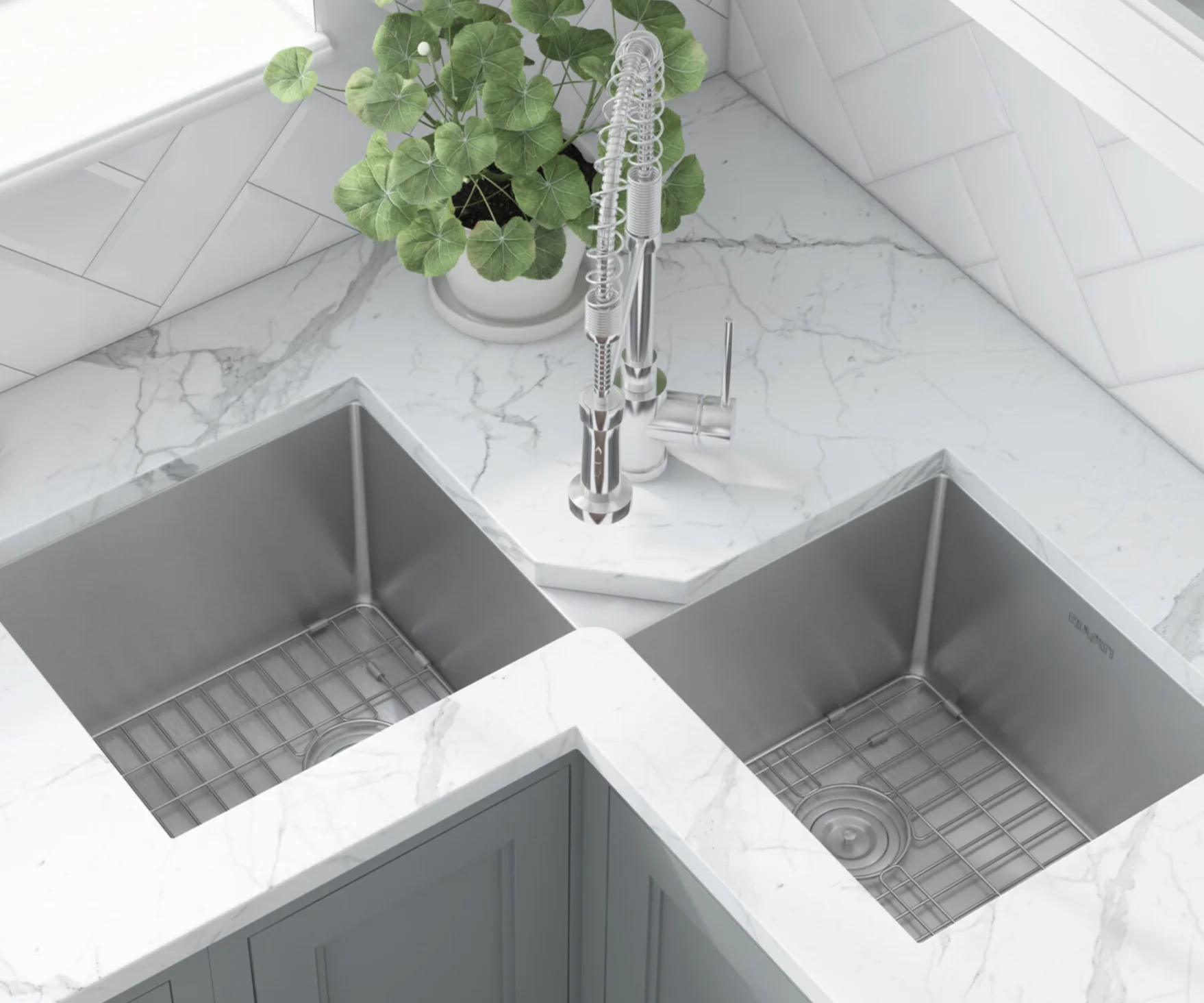 Corner kitchen sink installation