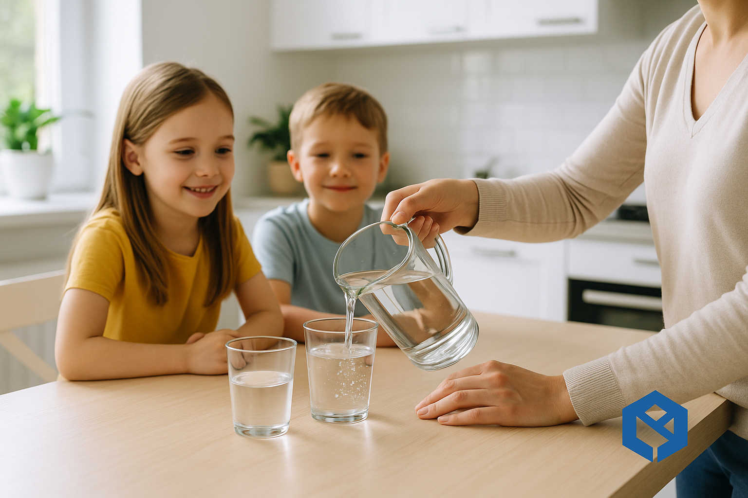 Family enjoying clean filtered water - health and quality improvements