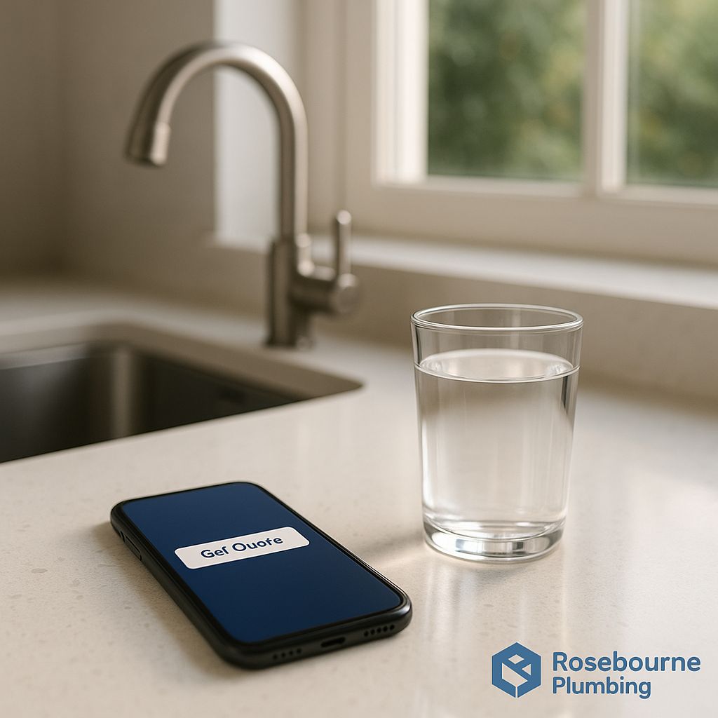 Get a quote for water filtration installation - smartphone contact interface