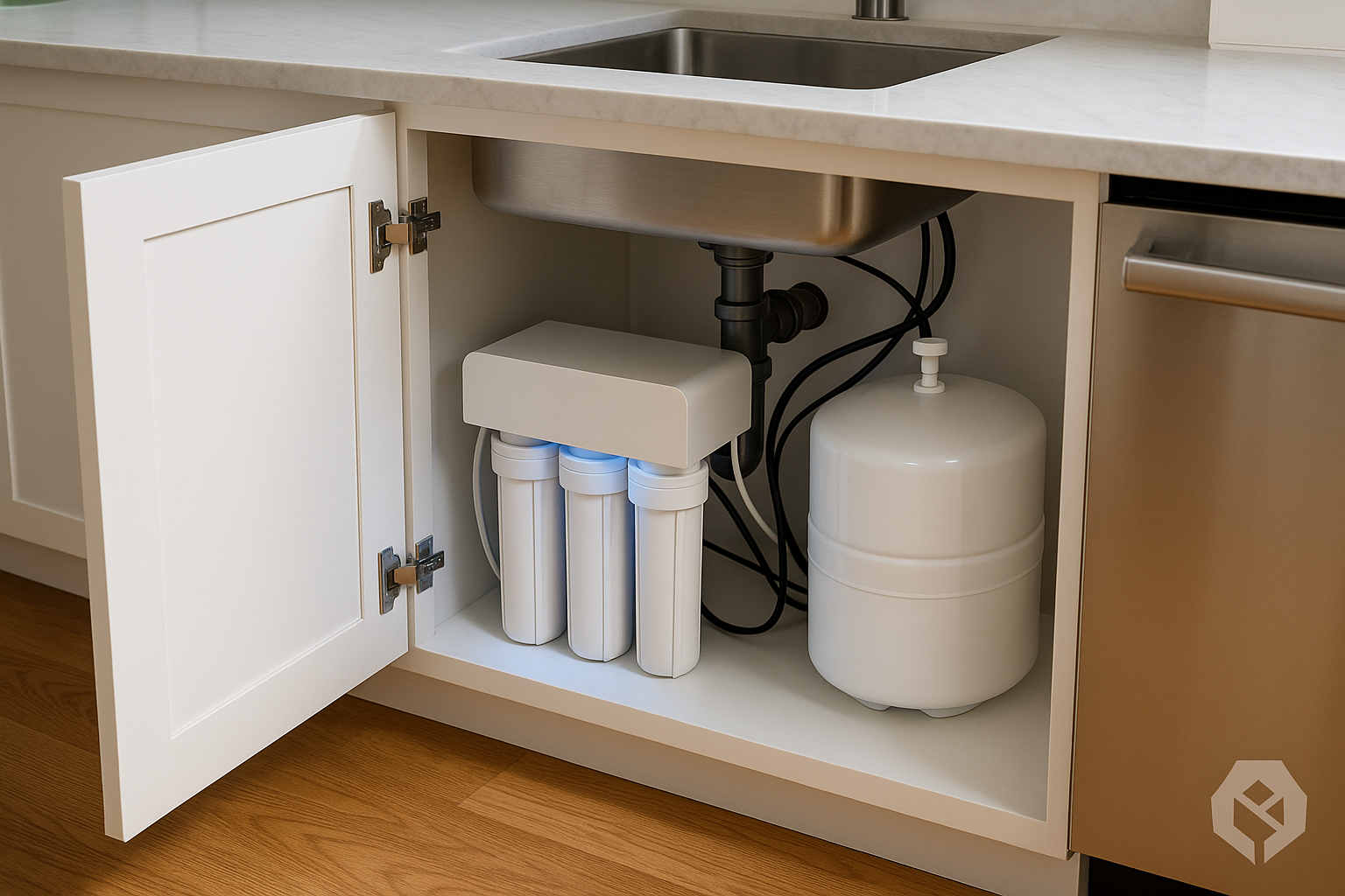 Under-sink reverse osmosis water filtration